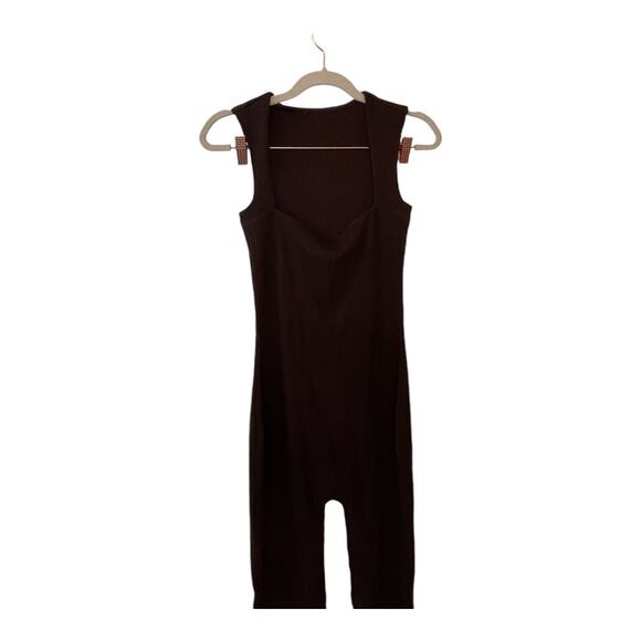 Sans Faff Bell Pedal Pusher Ribbed Jumpsuit Sleeveless Square Neck Y2K Summer S - Picture 5 of 14